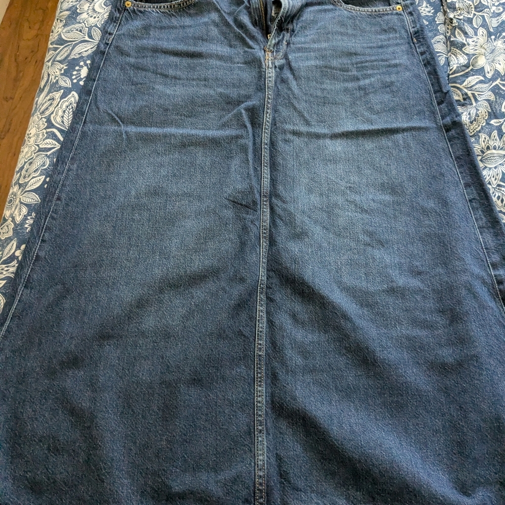 H&M Women's Dark Blue Denim Wide-Leg Jeans